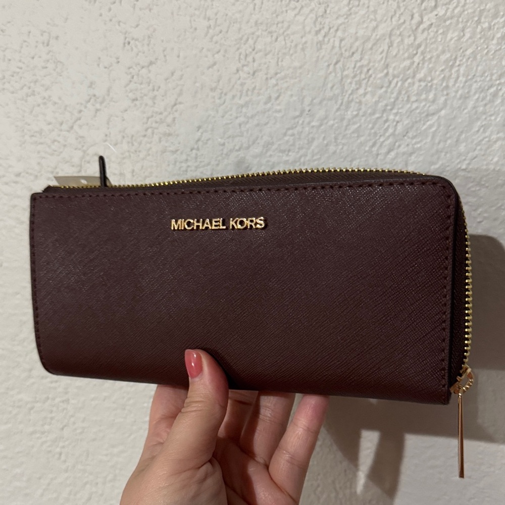 Michael Kors Burgundy large Zip Wallet